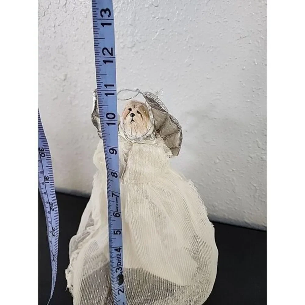 Angelic white/tan Shihtzu Dog Tree Topper 10.5